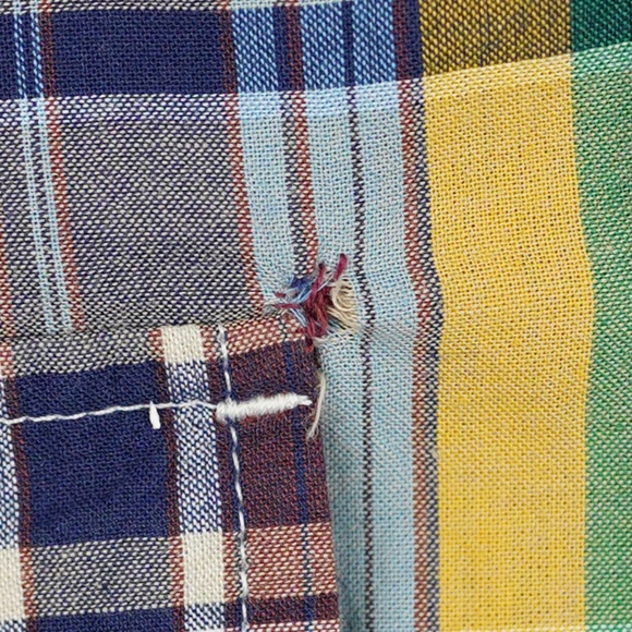 JCREW Size S Two-Pocket Workshirt Indian Madras Kendrick Navy Multi $118 - Picture 7 of 8